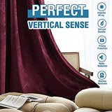 Luxury Velvet Curtains 95 Inches Long Thermal Insulated Blackout Curtains for Bedroom Foil Print Thick Soft Velvet Grommet Curtain Drapes for Living Room Vintage Home Decor, 2 Panels, Burgundy