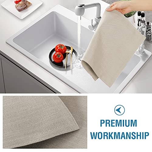 H.VERSAILTEX Linen Placemats Set of 4 Premium Solid Table Placemats for Dining Table Spill-Proof Waterproof Table Mats Heat-Resistant Kitchen Table Mats Washable, 12x18 inches, Taupe