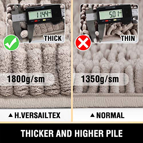 Bathroom Rugs Bath Mats for Bathroom Non Slip Luxury Chenille Bathroom Rugs Extra Soft Absorbent Shaggy Bathroom Mat Rugs Washable Fast Dry Bathroom Rugs Sets 2 Piece (Taupe, 24" x 36"/20" x 32")