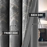 Luxury Velvet Curtains 63 Inches Long Thermal Insulated Blackout Curtains for Bedroom Foil Print Thick Soft Velvet Grommet Curtain Drapes for Living Room Vintage Home Decor, 2 Panels, Grey