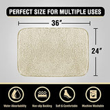Bathroom Rug Tufted Bath Rug Bath Mat Non Slip Area Rug 24" x 36" Extra Soft Thick Absorbent Shaggy Kitchen Rug Indoor Mat Washable Microfiber Bath Mat for Bathroom Living Room Fast Dry - Ivory