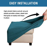 H.VERSAILTEX Square Ottoman Covers Ottoman Slipcovers Folding Storage Stool Furniture Protector Form Fit with Elastic Bottom, Stretch High Spandex Small Checks Jacquard Fabric(Medium,Deep Teal)
