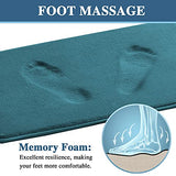 Bath Mat Memory Foam Set Bathroom Rug Set Flannel Velvety Bath Mat Luxury Extra Soft and Absorbent Non Slip Rugs for Bathroom/Bedroom Washable(Curved Set 24"x 36" Plus 20"x 24"U, Dark Teal)