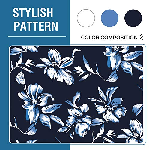 H.VERSAILTEX Stretch Bar Stool Cover Set of 6 Pub Counter Stool Chair Slipcover for Dining Room Cafe Height Side Chairs Feature Modern Floral Printed Design, Navy