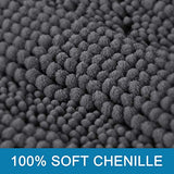 Bath Mats for Bathroom Non Slip Extra Thick Chenille Striped Bath Rug 24" x 36" Absorbent Non Skid Fluffy Soft Shaggy Rugs Washable Dry Fast Plush Mats for Indoor, Bath Room, Tub - Grey