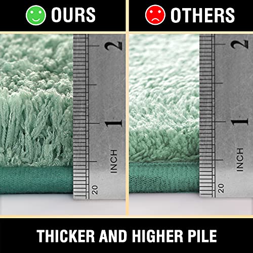 Bathroom Rug Tufted Bath Rug Bath Mat Non Slip Runner Rug 47" x 17" Extra Soft Thick Absorbent Shaggy Kitchen Rug Indoor Mat Washable Microfiber Bath Mat for Bathroom Living Room Fast Dry - Aqua