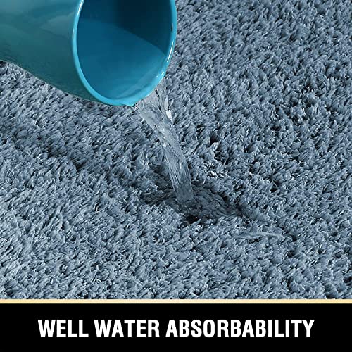 H.VERSAILTEX Toilet Rug Toilet Mats for Bathroom Curved Bath Mat Non Slip Corner Bath Rug Carpet for Toilet Extra Soft Thick Absorbent Contour Toilet Mat Washable, 20 x 38.5 inch - Stone Blue