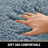 H.VERSAILTEX Toilet Rug Toilet Mats for Bathroom Curved Bath Mat Non Slip Corner Bath Rug Carpet for Toilet Extra Soft Thick Absorbent Contour Toilet Mat Washable, 20 x 38.5 inch - Stone Blue