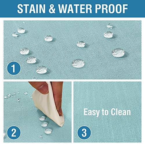 Linen Textured Table Cloths Round 70 Inch Premium Solid Tablecloth Spill-Proof Waterproof Table Cover for Dining Buffet Feature Extra Soft and Thick Fabric Wrinkle Free, Aqua