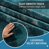 Luxury Velvet Curtains 95 Inches Long Thermal Insulated Blackout Curtains for Bedroom Foil Print Thick Soft Velvet Grommet Curtain Drapes for Living Room Vintage Home Decor, 2 Panels, Teal