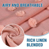 Linen Blended French Door Curtain Light Filtering French Door Blinds Privacy Tricia Window Covering Shade for Patio Door/Sidelight Door Tie Up Door Curtain, 26 x 68 Inch, 1 Panel, Pompom - Coral Pink