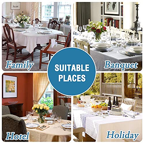 Linen Textured Table Cloths Round 70 Inch Premium Solid Tablecloth Spill-Proof Waterproof Table Cover for Dining Buffet Feature Extra Soft and Thick Fabric Wrinkle Free, Aqua