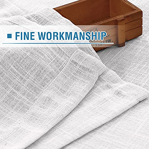 Linen Curtains Natural Linen Blended Curtains for Living Room Burlap Linen Textured Curtains Tab Top Curtains Elegant Energy Efficient Light Filtering Curtains (Set of 2, 52" x 96", White)