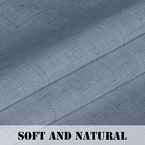 H.VERSAILTEX Tie Up Linen Curtains 63 Inch Length Nature Linen Textured Privacy Curtain Multi Hanging Ways Shade Balloon Window Shade Rod Pocket Casual Curtain - 42x63 - 2 Panels, Stone Blue