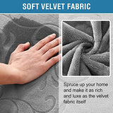 Sofa Slipcover 100% Waterproof Sofa Cover Couch Cover Premium Velvet Classic Flower Pattern Furniture Protector Non Slip with Elastic Straps for Pets Dogs Width Up to 52 Inch (Medium Sofa, Grey)