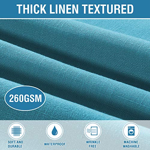 Linen Textured Table Cloths Round 70 Inch Premium Solid Tablecloth Spill-Proof Waterproof Table Cover for Dining Buffet Feature Extra Soft and Thick Fabric Wrinkle Free, Teal