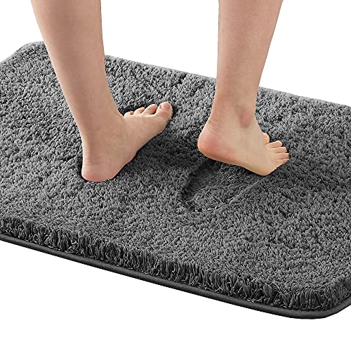 Bathroom Rug Tufted Bath Rug Bath Mat Non Slip Area Rug 20" x 32" Extra Soft Thick Absorbent Shaggy Kitchen Rug Indoor Mat Washable Microfiber Bath Mat for Bathroom Living Room Fast Dry - Grey