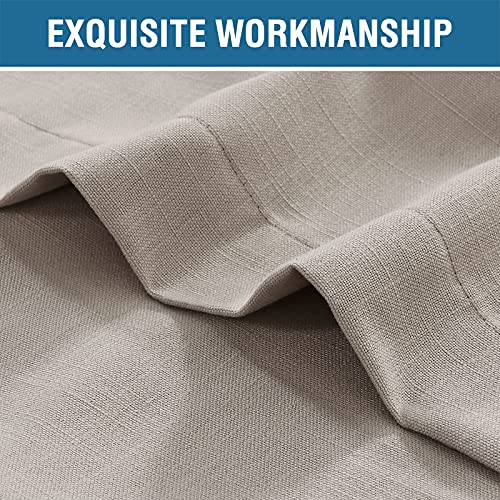 Outdoor Blackout Curtain for Patio Waterproof Linen Look Heavy Duty Indoor/Outdoor Solid Rustproof Grommet Curtain Thermal Insulated Sunlight Block Drape for Gazebo/Porch, 52”W X 84”L, Stone, 1 Panel