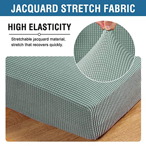 H.VERSAILTEX Super Stretch Individual Seat Cushion Covers Sofa Covers Couch Cushion Covers Slipcovers Featuring Thick Jacquard Textured Twill Fabric (2 Piece Large Sofa Cushion Covers, Sage)