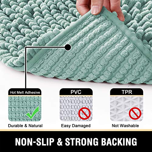 Bathroom Rugs Bath Mats for Bathroom Non Slip Luxury Chenille Bathroom Rugs Extra Soft Absorbent Shaggy Bathroom Mat Rugs Washable Fast Dry Bathroom Rugs Sets 2 Piece (Aqua Foam, 20" x 32"/17" x 24")