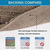 Bath Mats for Bathroom Non Slip Extra Thick Chenille Striped Bath Rug 24" x 36" Absorbent Non Skid Fluffy Soft Shaggy Rugs Washable Dry Fast Plush Mats for Indoor, Bath Room, Tub - Taupe Brown