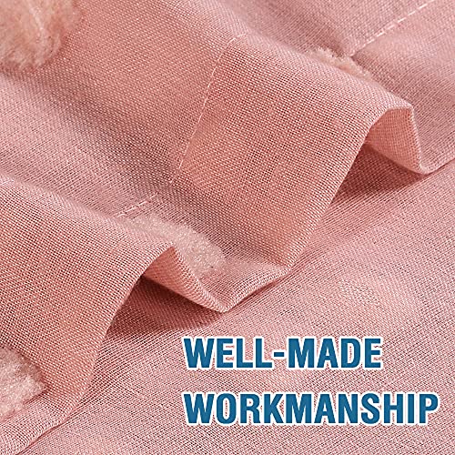 Linen Blended French Door Curtain Light Filtering French Door Blinds Privacy Tricia Window Covering Shade for Patio Door/Sidelight Door Tie Up Door Curtain, 26 x 68 Inch, 1 Panel, Pompom - Coral Pink