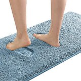 Bathroom Rug Tufted Bath Rug Bath Mat Non Slip Runner Rug 47" x 17" Extra Soft Thick Absorbent Shaggy Kitchen Rug Indoor Mat Washable Microfiber Bath Mat for Bathroom Living Room Fast Dry - Canal Blue