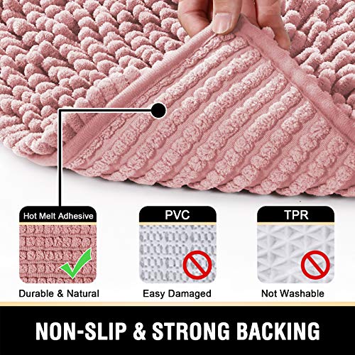 Bathroom Rugs Bath Mats for Bathroom Non Slip Luxury Chenille Bathroom Rugs Extra Soft Absorbent Shaggy Bathroom Mat Rugs Washable Fast Dry Bathroom Rugs Sets 2 Piece (Coral Pink, 24" x 36"/20" x 32")