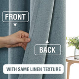 100% Blackout Linen Curtains 84 inches Long Thermal Curtains for Living Room Textured Burlap Curtains with Double Face Linen Grommet Soundproof Bedroom Curtains 52 x 84 Inch, 2 Panels - Stone Blue