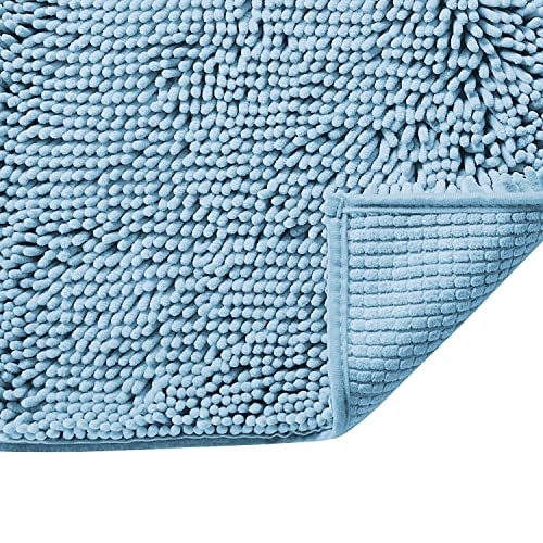 Microfiber Bath Rugs Chenille Floor Mat Ultra Soft Washable Bathroom Dry Fast Water Absorbent Bedroom Area Rugs, 17 x 24 - Inch, Sky Blue