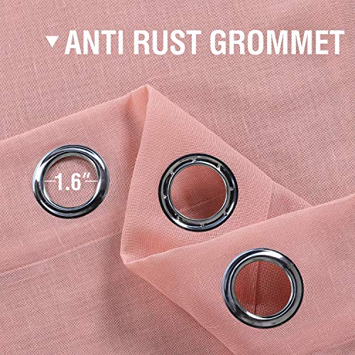 PrimeBeau Linen Blended Grommet Sheer Curtains Set Of 2 Panels