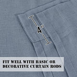H.VERSAILTEX Tie Up Linen Curtains 63 Inch Length Nature Linen Textured Privacy Curtain Multi Hanging Ways Shade Balloon Window Shade Rod Pocket Casual Curtain - 42x63 - Stone Blue