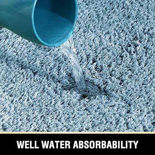 H.VERSAILTEX Toilet Rug Toilet Mats for Bathroom Curved Bath Mat Non Slip Corner Bath Rug Carpet for Toilet Extra Soft Thick Absorbent Contour Toilet Mat Washable, 20 x 38.5 inch - Canal Blue