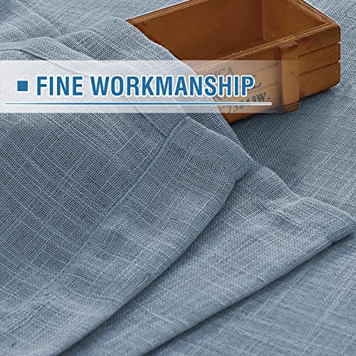 Linen Curtains Natural Linen Blended Curtains for Living Room Burlap Linen Textured Curtains Tab Top Curtains Elegant Energy Efficient Light Filtering Curtains (Set of 2, 52" x 96", Stone Blue)
