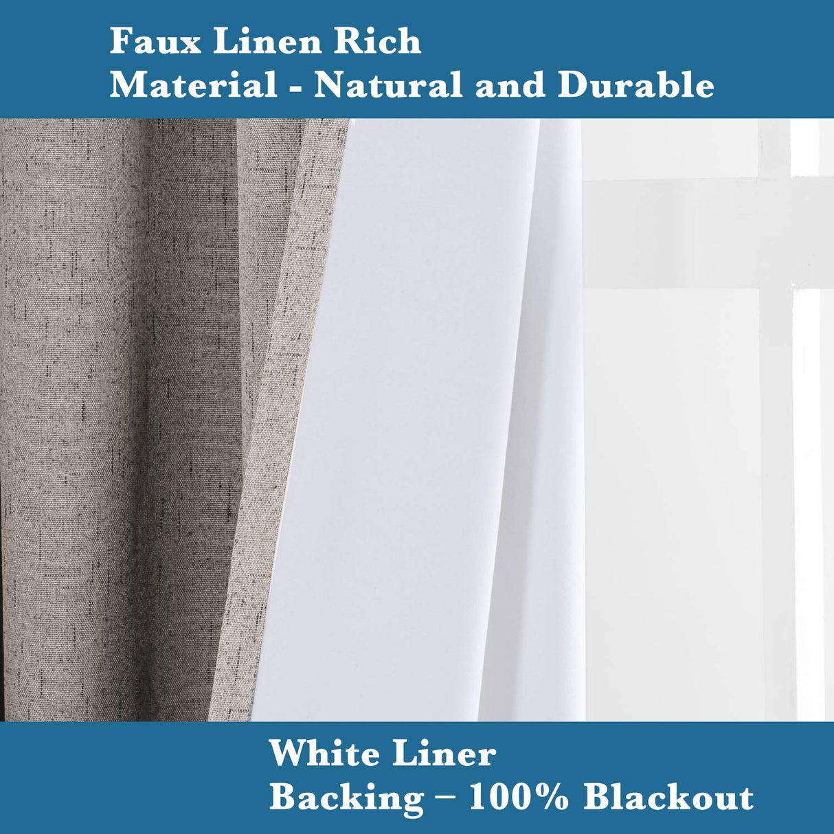 H.Versailtex 1 Panel Durable Thick Textured Linen Look Blackout Patio Door Grommet Curtain