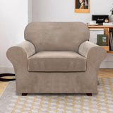 2-Piece Stretch Velvet Armchair One Seater Slipcover
