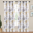 Blackout Room Darkening Thermal Insulated Curtain Grommet Panels, Vintage Classical Floral Printing, 52" W x 96" L