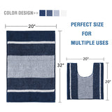 Chenille Ombre Bath Rug Set 20"x 32" & 20"x 20" U Shape