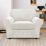 2-Piece Stretch Velvet Armchair One Seater Slipcover