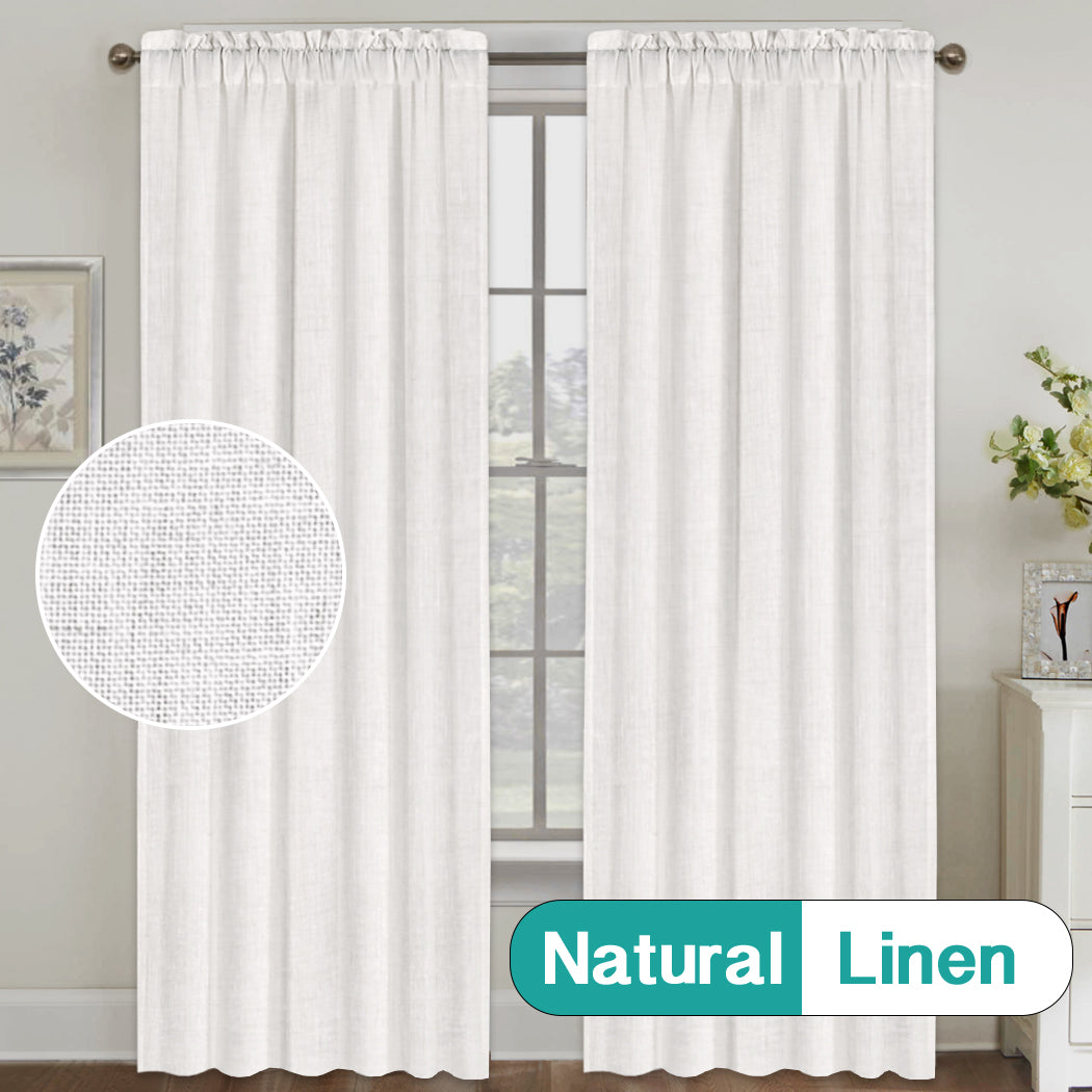 Rod Pocket Natural Linen Mixed Sheers Sold by 2 (52'' x 96'')