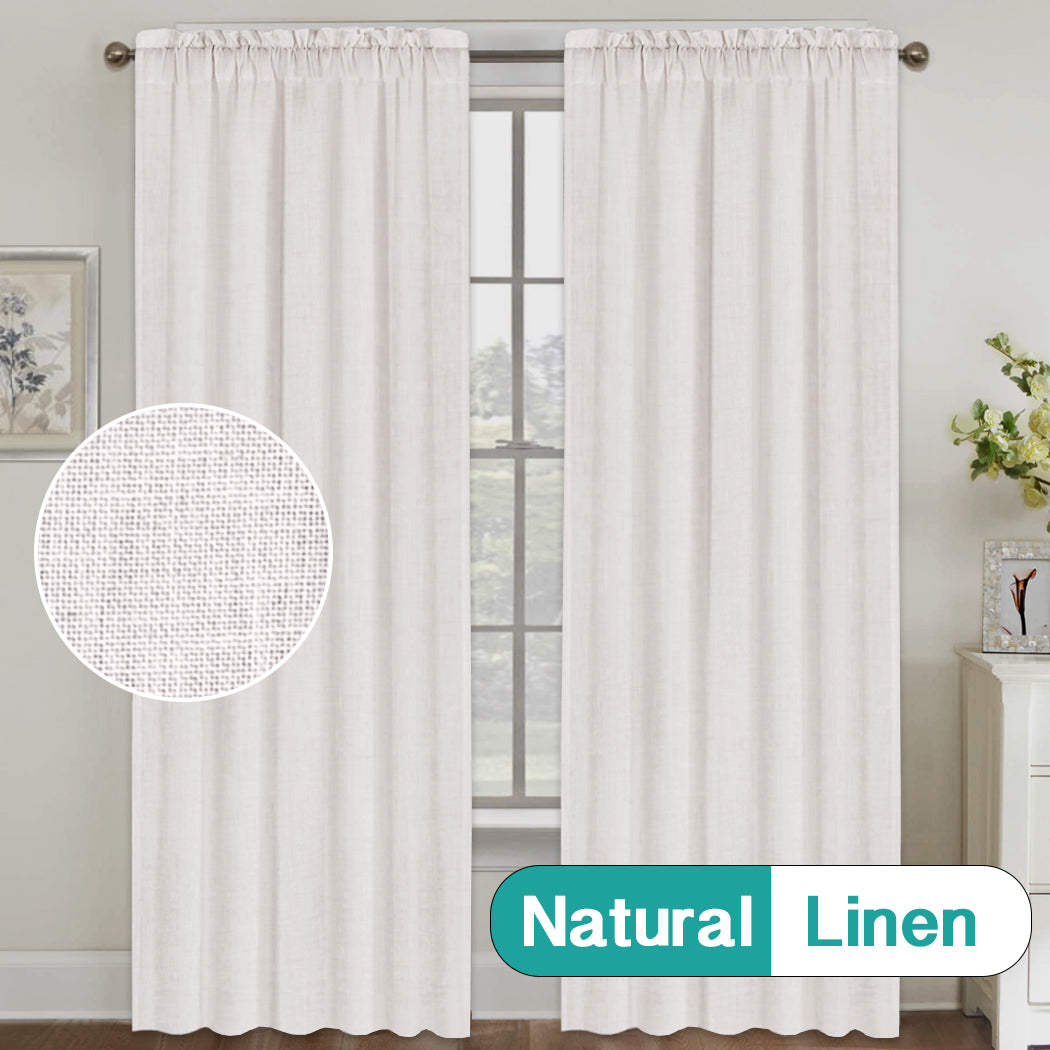 Rod Pocket Natural Linen Mixed Sheers Sold by 2 (52'' x 96'')